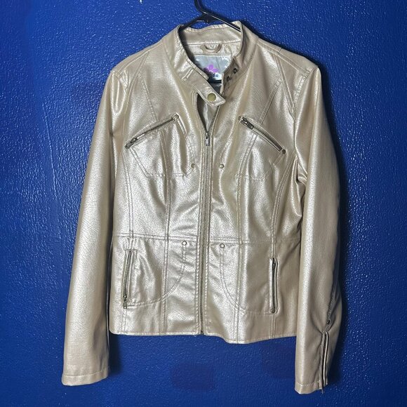 Frida G. London Women's Faux Leather Moto Jacket Large #56-10 - Picture 8 of 10